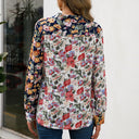Floral Print Women's Blouse with Button Accents