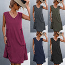 Chic Women's V-Neck Dress with Ruffle Detail