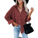 Chic Women's Corduroy Button-Up Blouse