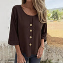 Chic Women's Blouse with Button Accents