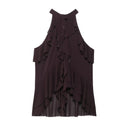 Chic Ruffled High Neck Women's Top