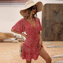 Chic Ruffled Short Dress with Wide Sleeves
