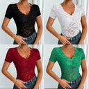 Ladies Lace V-Neck Top with Contoured Cut