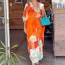 Floral V-Neck Women's Kaftan Dress