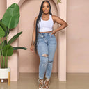 High-Waisted Distressed Frayed Mom Jeans for Women