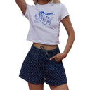 Stylish Women's Denim Shorts with Adjustable Drawstring Waist