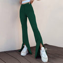 Women's Flared Leggings with Side Slit Design