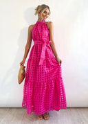 Chic Women's High Neck Tiered Maxi Dress