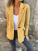 Chic Oversized Blazer Jacket with Deep V-Neck for Women