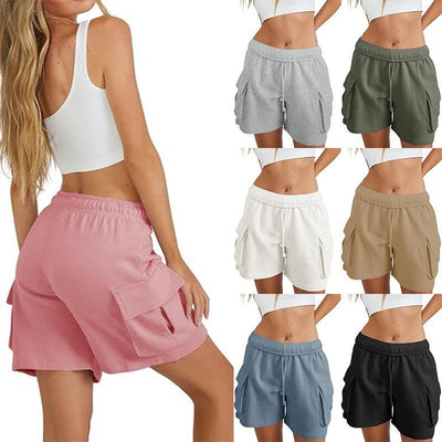 Women's Leisure Pants with Elastic Waist and Side Pockets