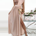 Women’s Shimmering Bodice Evening Dress with Flared Skirt