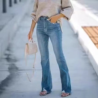 Stylish High-Waisted Flared Jeans for Women