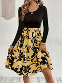 Floral Midi Dress with Smocked Bodice