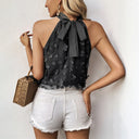 Floral 3D Design Blouse with Stand Collar for Women