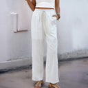 Chic Women's Leisure Pants with Stylish Patch Pockets