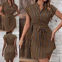 Chic Striped Shirt Dress with Waist Belt
