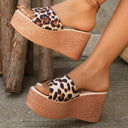 Leopard Print Women's Wedge Sandals with Soft Sole