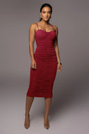 Women's Shimmery Ruching Midi Dress for Stunning Style