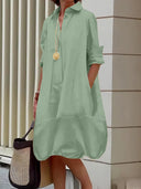 Chic Women's Shirt Dress with Wide Hem