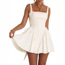 Chic Square Neckline Cocktail Dress with Flared Skirt