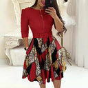 Women's Chic Zip Design Dress with Waistline Accent