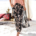 Floral Print Jersey Pants with Elastic Waist