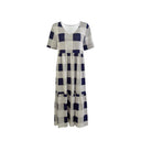 Chic Women's Long Sleeve Check Dress with Flowing Design