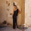 Asymmetric Satin Maxi Dress for Women