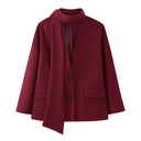 Chic Women's Blazer Jacket with Stylish Scarf