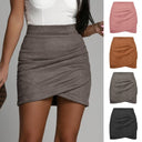 High-Waist Wrap Skirt in Plush Microfiber