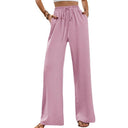 Chic Women's Palazzo Pants with Elastic Waist and Pockets