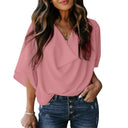 Chic V-Neck Blouse with Flowy Design for Women