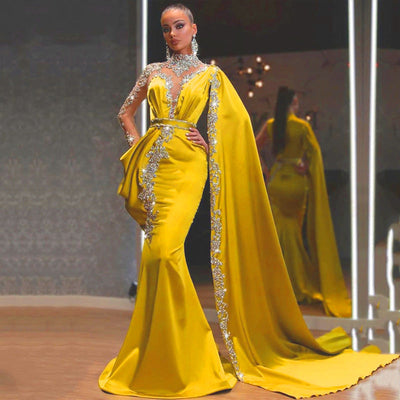 Chic Asymmetrical Evening Dress with Stunning Train