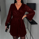 V-Neck Glitter Evening Dress for Women