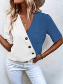 Chic Asymmetrical Blouse with Button Detail for Women