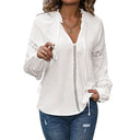 Lace Sleeve Women's Blouse with Chic Detailing