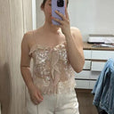 Chic Sequin and Ruffle Blouse for Women
