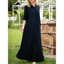 Chic Women's Shirt Dress with Hidden Buttons and Pockets