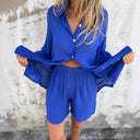 Chic Women's Cotton Shorts Set with Oversized Top
