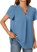 Chic V-Neck Blouse with Puff Sleeves