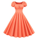 Elegant A-Line Dress with Puff Sleeves