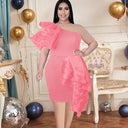 Chic One-Sided Cocktail Dress with Ruffle Design