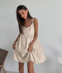 Women's Spaghetti Strap Dress with Bow Accents and Elastic Waist