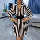 Striped Women's Shirt Dress with Wide Collar