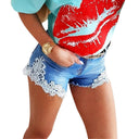 Ladies' Lace-Trim Denim Shorts