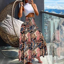 Women's Ethno Pattern Macro Skirt with Elastic Waist