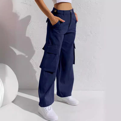 Wide-Leg Cargo Trousers with Ample Pockets