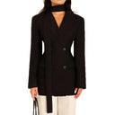 Chic Women's Blazer with Scarf Accent