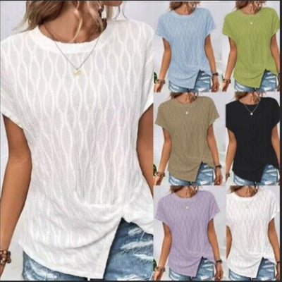 Textured Wave Pattern Women's Cotton Tee