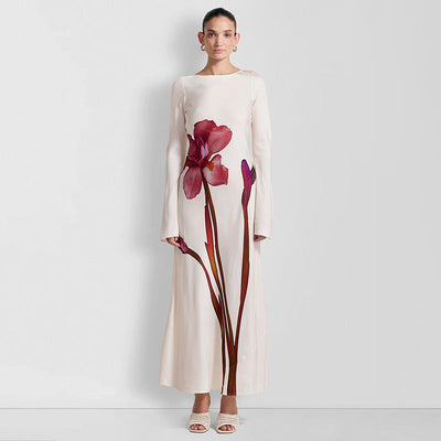 Floral Maxi Dress with Elegant Long Sleeves
